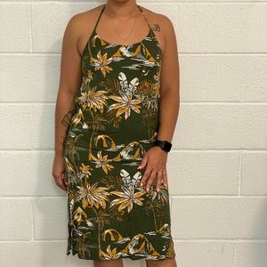 Olive green floral dress